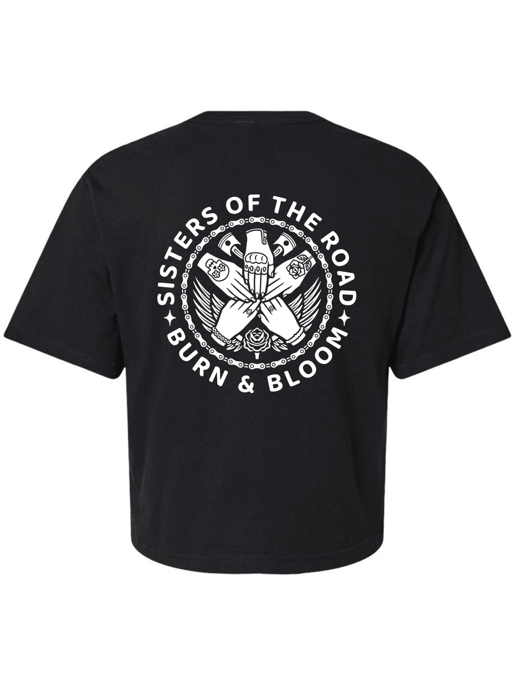 THE SISTERHOOD T - SHIRTproduct_name by shop_name is a women biker - inspired product_type designed for comfort, freedom, and everyday wear. Inspired by the motorcycle world, women crew energy, and pe